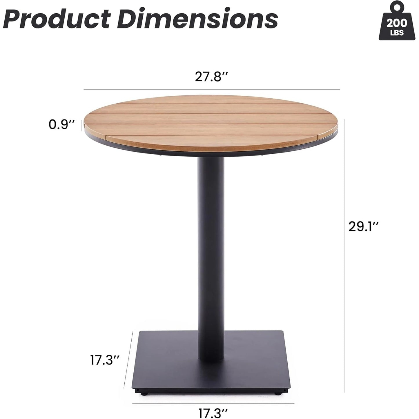 Farini Patio Furniture Table, Outdoor Dining Set of Patio Table, Plastic Wooden Top Outdoor Furniture Table for Lawn, Deck, Backyard, Poolside