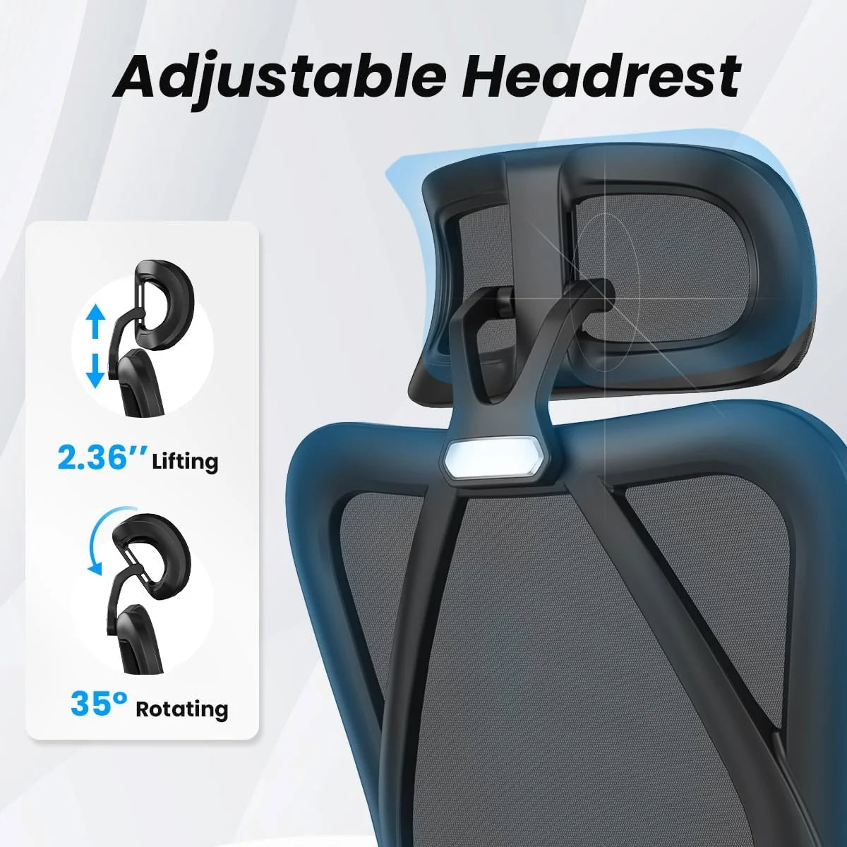 Farini Ergonomic Office Chair with Footrest, Mesh Office Desk Chair with Headrest, High Back Computer Chair with Adjustable Lumbar Support for Home Office Study Room Bedroom