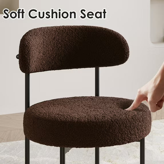 Farini Mid-Century Modern Dining Chairs Set of 2, Upholstered Kitchen Chairs with Metal Legs for Dining Room, Living Room, Cafe, Coffee