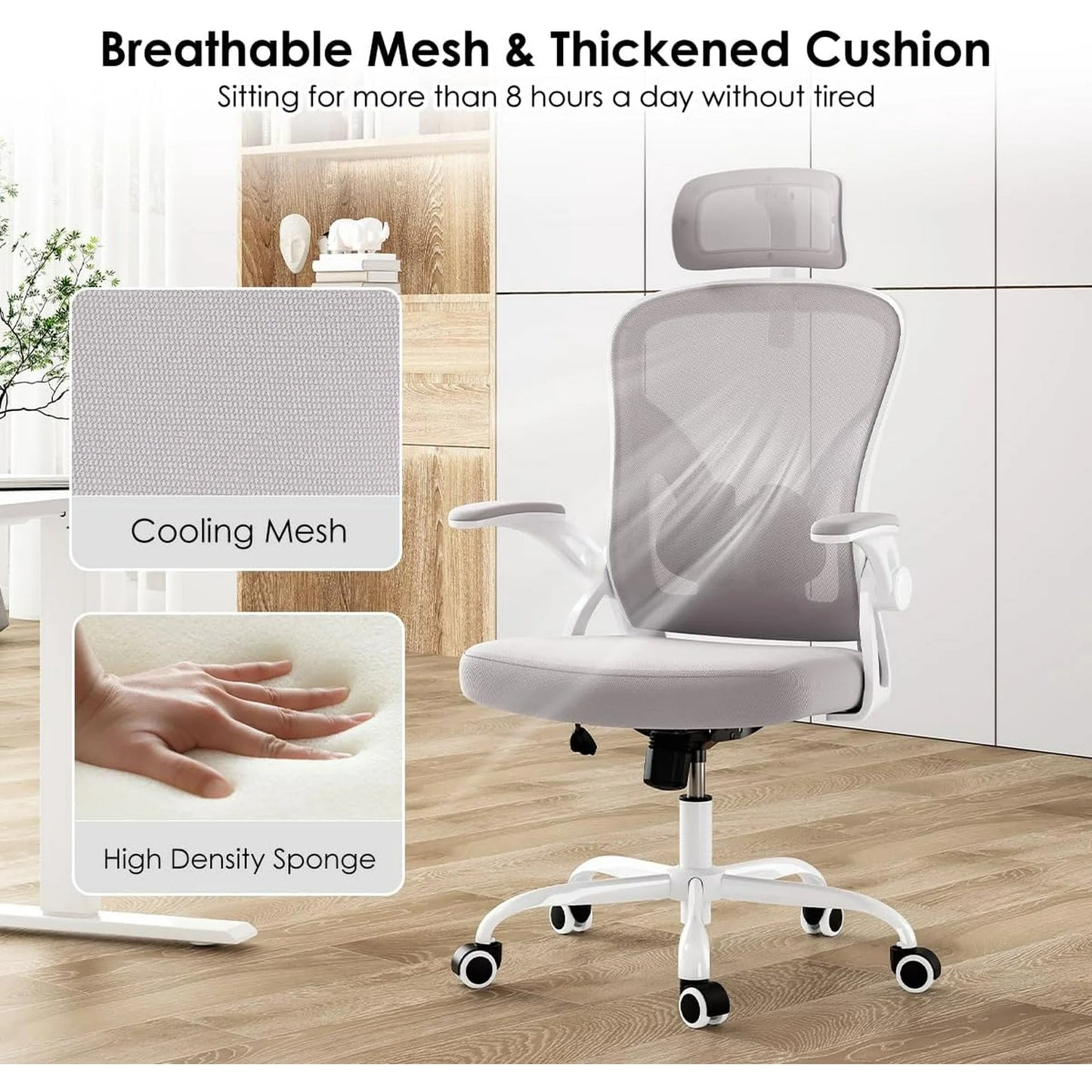 Farini Ergonomic Office Chair, Home Office Desk Chair with Headrest, High Back Computer Chair with Armrests and Adjustable Lumbar Support.for Home Office Study Room Bedroom