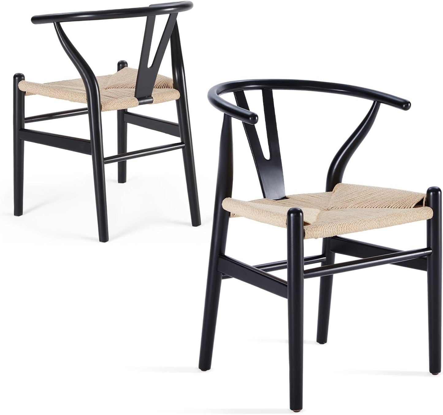 Farini Wood Wishbone Dining Room Chairs Mid Century Modern Wooden for Your Beach House, Fully Assembled