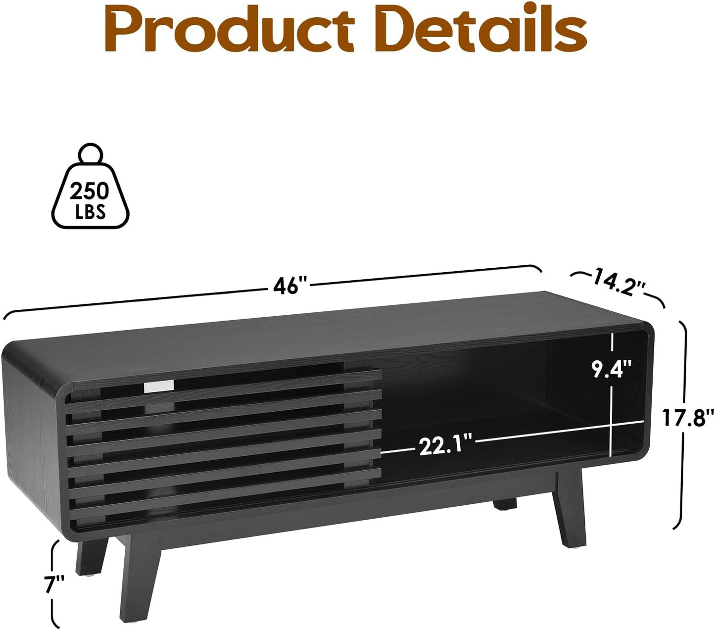 Farini TV Stand for TV up to 59", Entertainment Center with Storage and Sliding Door