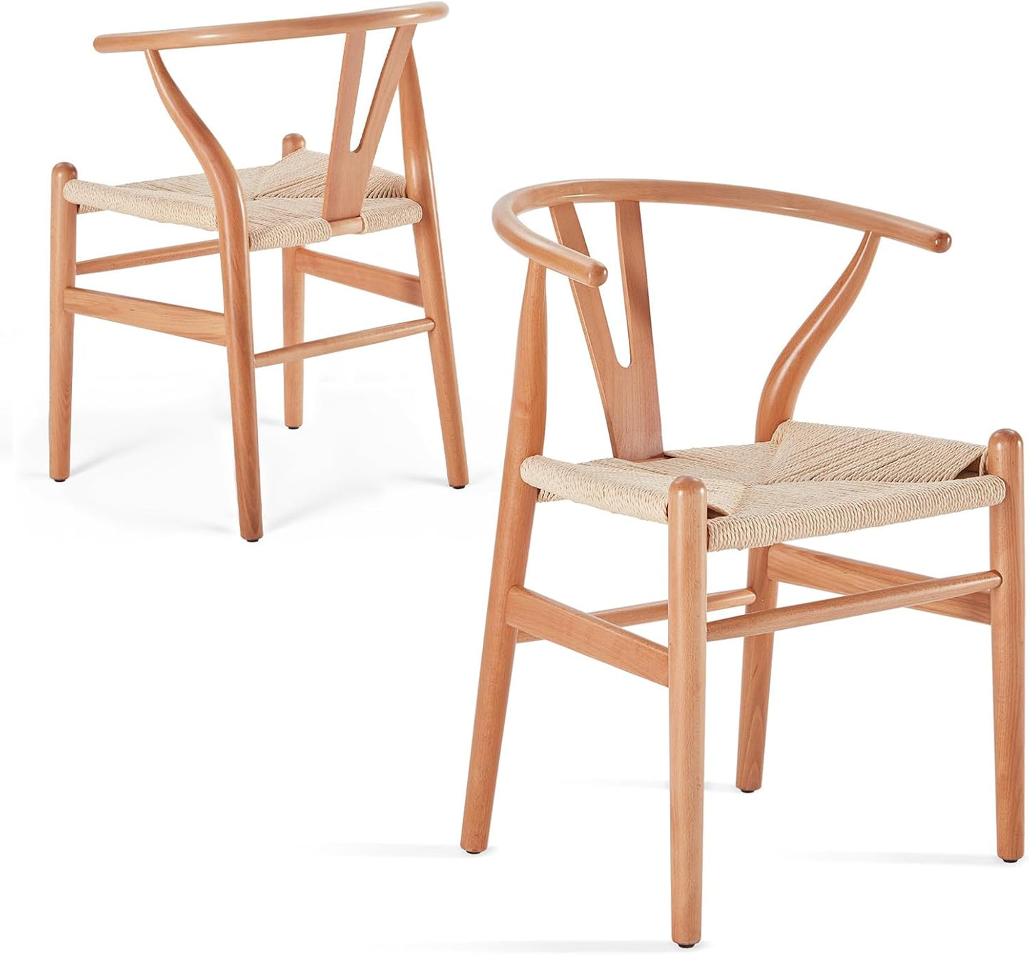 Farini Wood Wishbone Dining Room Chairs Mid Century Modern Wooden for Your Beach House, Fully Assembled
