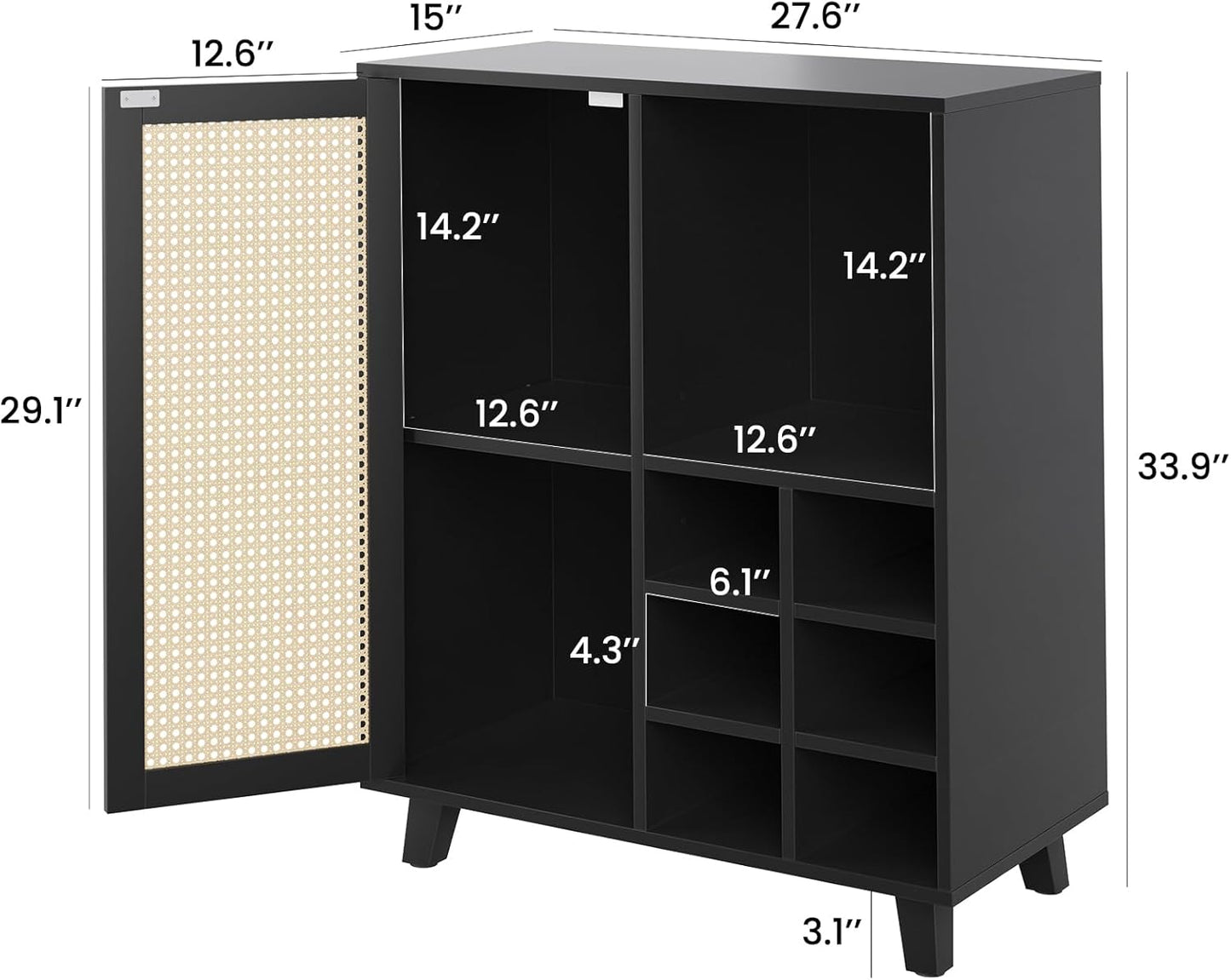 Farini Sideboard Buffet Cabinet, Bar Cabinet with Wine Racks and Adjustable Shelf for Kitchen, Living Room, Home Bar
