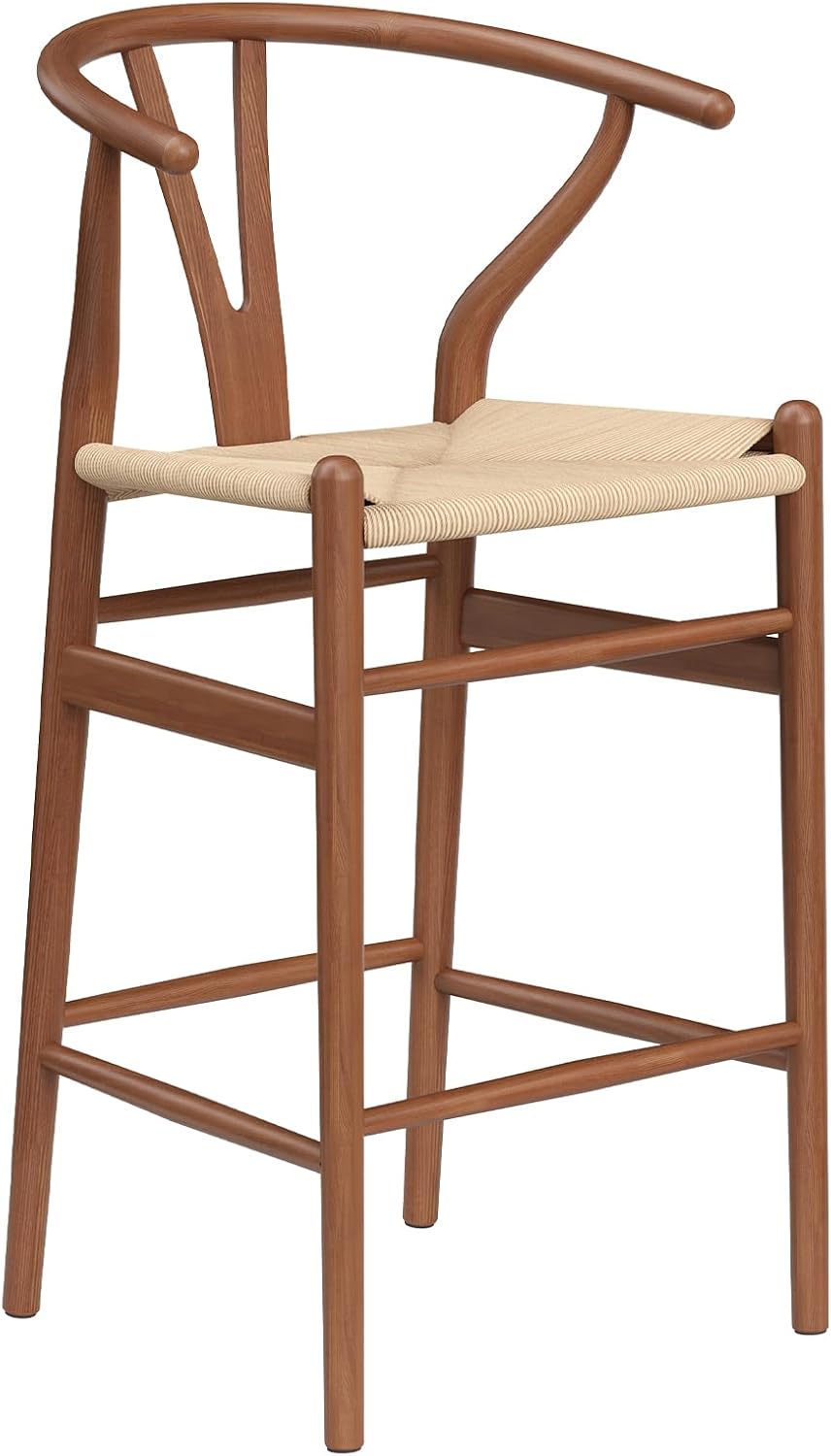 Farini Wishbone Barstool,Weave Counter Height Bar Stools, Fully Assembled Rattan Bar Chairs for Kitchen Island,1pc