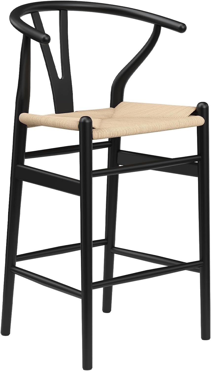 Farini Wishbone Barstool,Weave Counter Height Bar Stools, Fully Assembled Rattan Bar Chairs for Kitchen Island,1pc