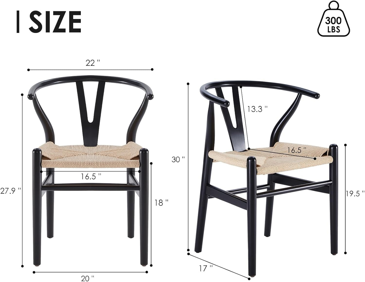 Farini Wood Wishbone Dining Room Chairs Mid Century Modern Wooden for Your Beach House, Fully Assembled