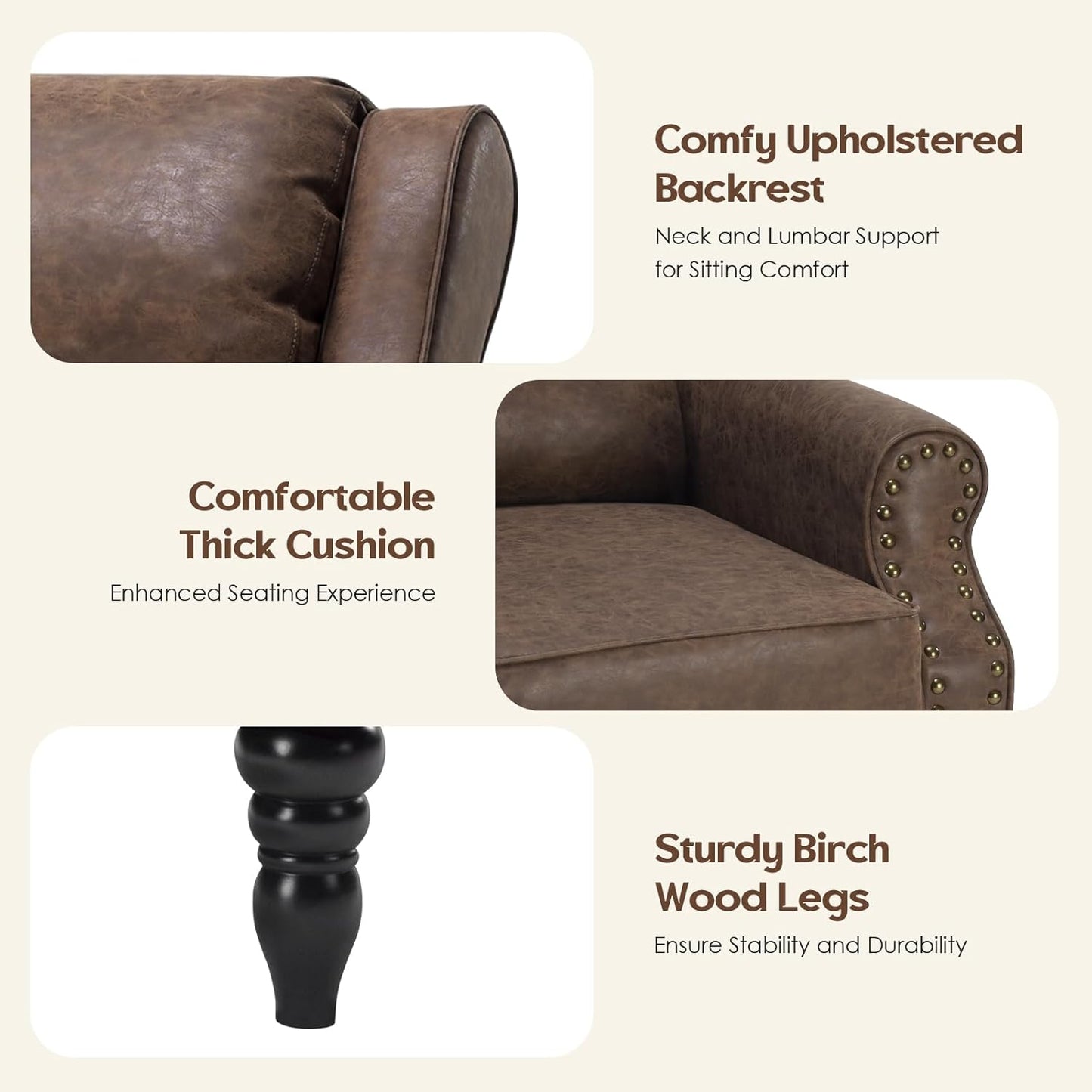 Farini Faux Leather Pushback Recliner Chair for Living Room Bedroom RV