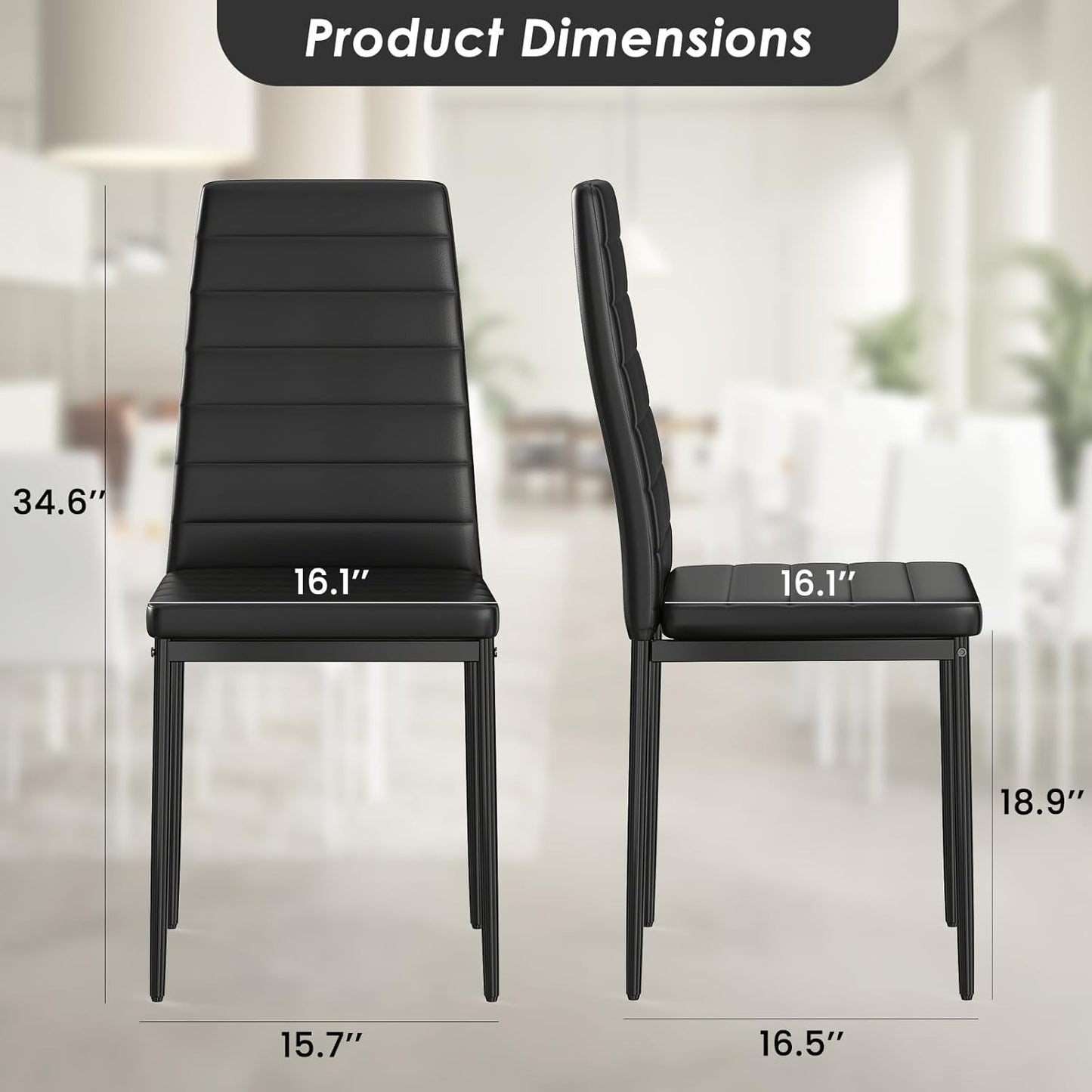 Farini Dining Chairs Set of 2 or 4 for Kitchen Room,PU Leather Kitchen Side Chairs with Metal Frame