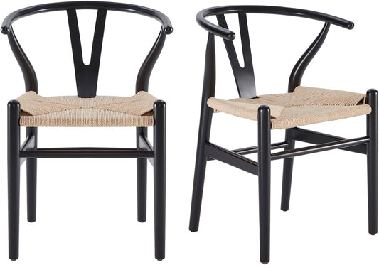 Farini Fully Assembled Wishbone Rattan Dining Room Chairs, Set of 2 or 4