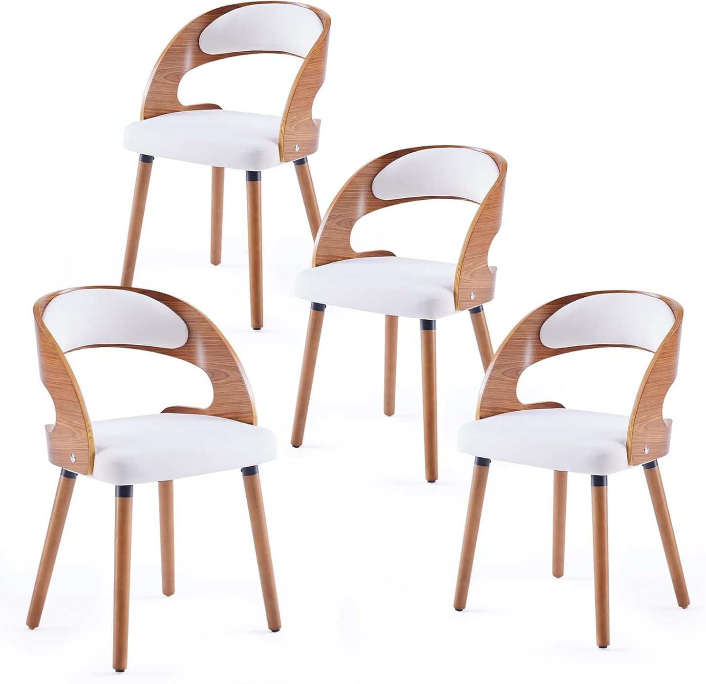 Farini Set of 2 or 4 Wood Dining Chairs with Curved Backrest for Kitchen Dining Room
