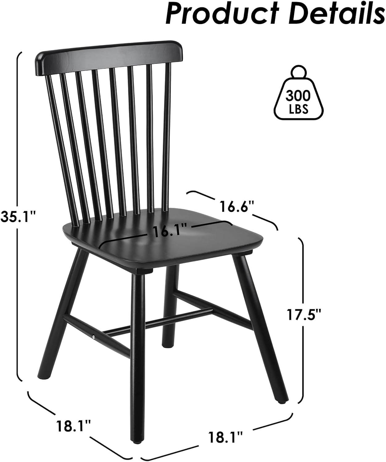 Farini Windsor Dining Chairs, Kitchen & Dining Room Chairs for Dining Room with Spindle Back, Mid Century Modern Dining Table Chairs with Comfortable Seat, Wood Dining Chair