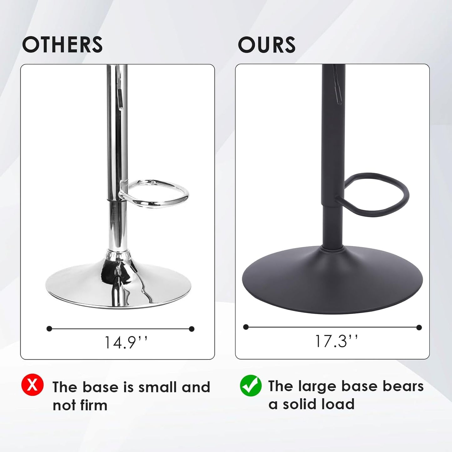Farini Adjustable Bar Stools Set of 2, Modern Swivel Bar Stools, Bar Height Stools with Back Support, Pu Leather Bar Stool for Kitchen Island Counter