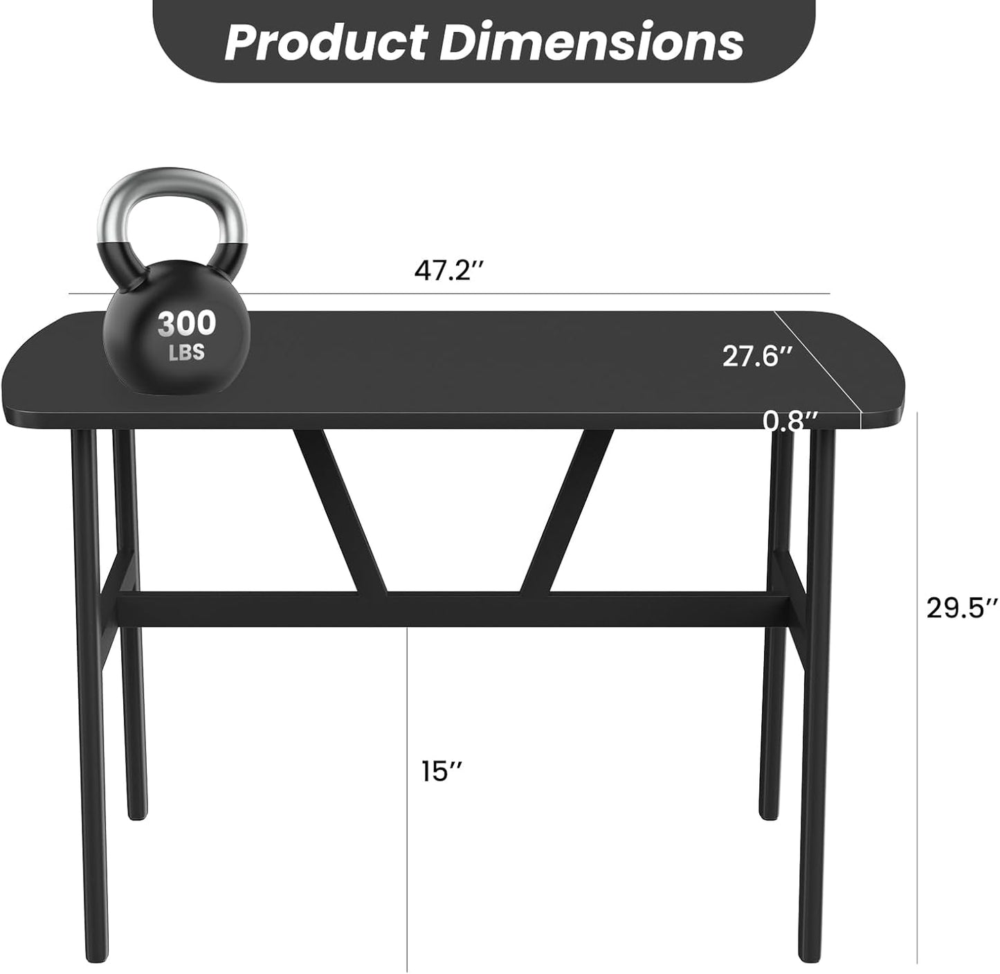 Farini 47" Dining Table for 4-6 Person, Rectangular Wood Kitchen Table, Modern Dinner Table with Sturdy Metal Frame for Dining Room, Kitchen, 47.2 inch
