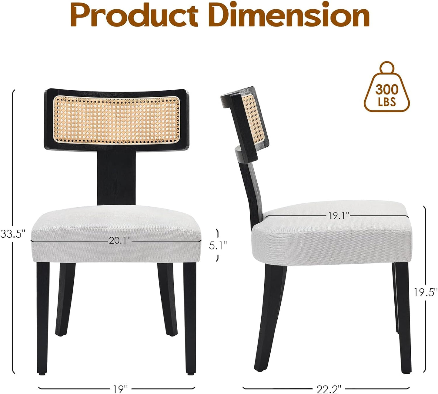 Upholstered Armless Dining Table Chairs Set with Hardwood Frame Curved Backrest for Kitchen Room