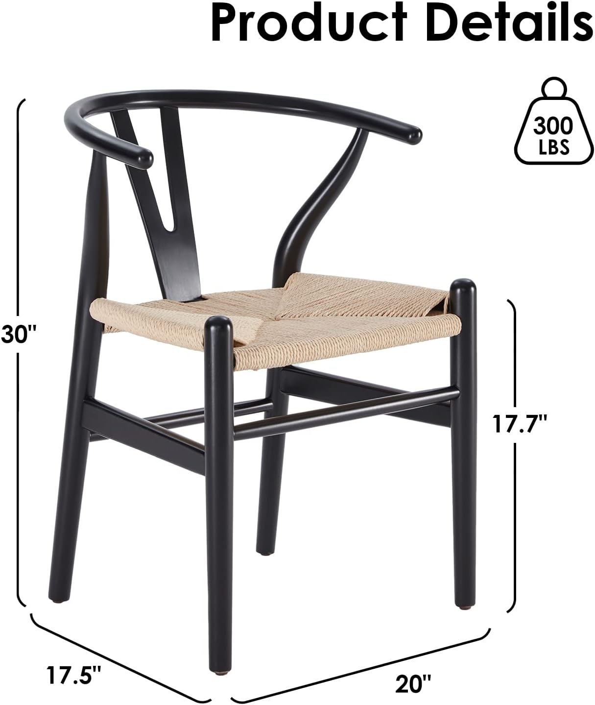 Farini Fully Assembled Wishbone Rattan Dining Room Chairs, Set of 2 or 4