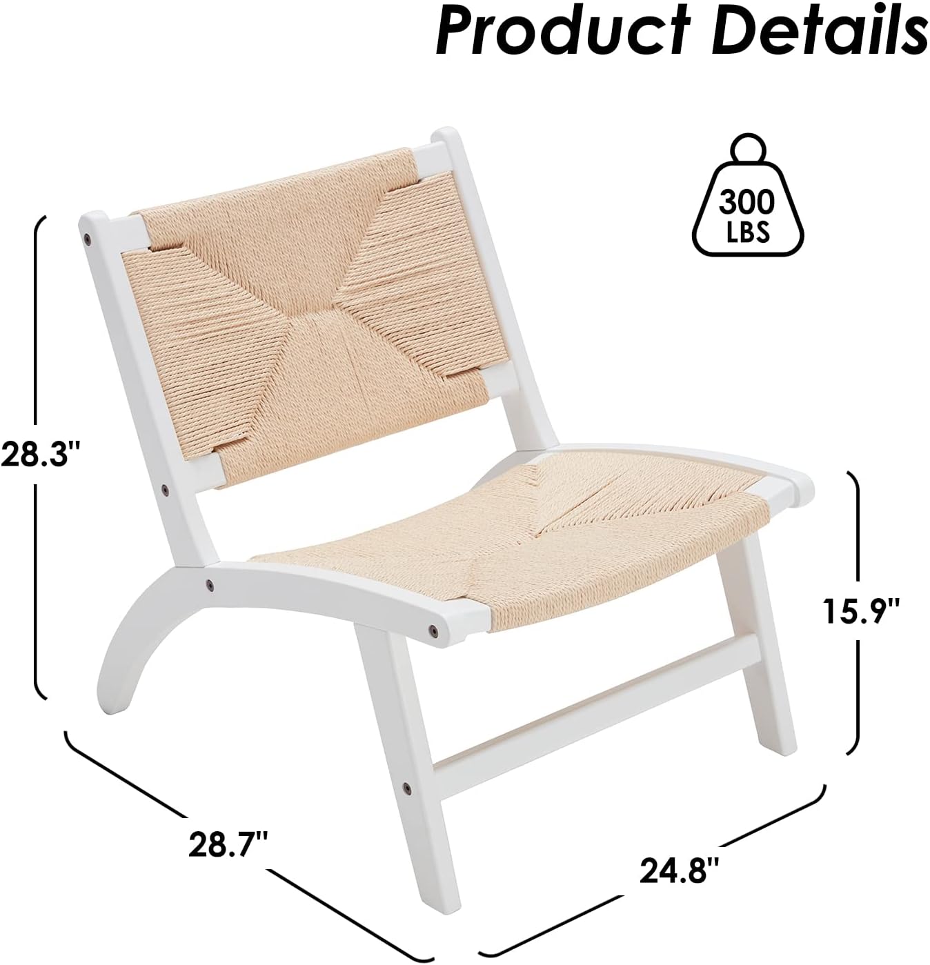 Farini Modern Boho Accent Chairs for Living Room,Mid Century Accent Chair,Side Chair Indoor Scandinavian Cognac Natural Wood Beech Braided Jute Woven Weave Paper Rope Seat