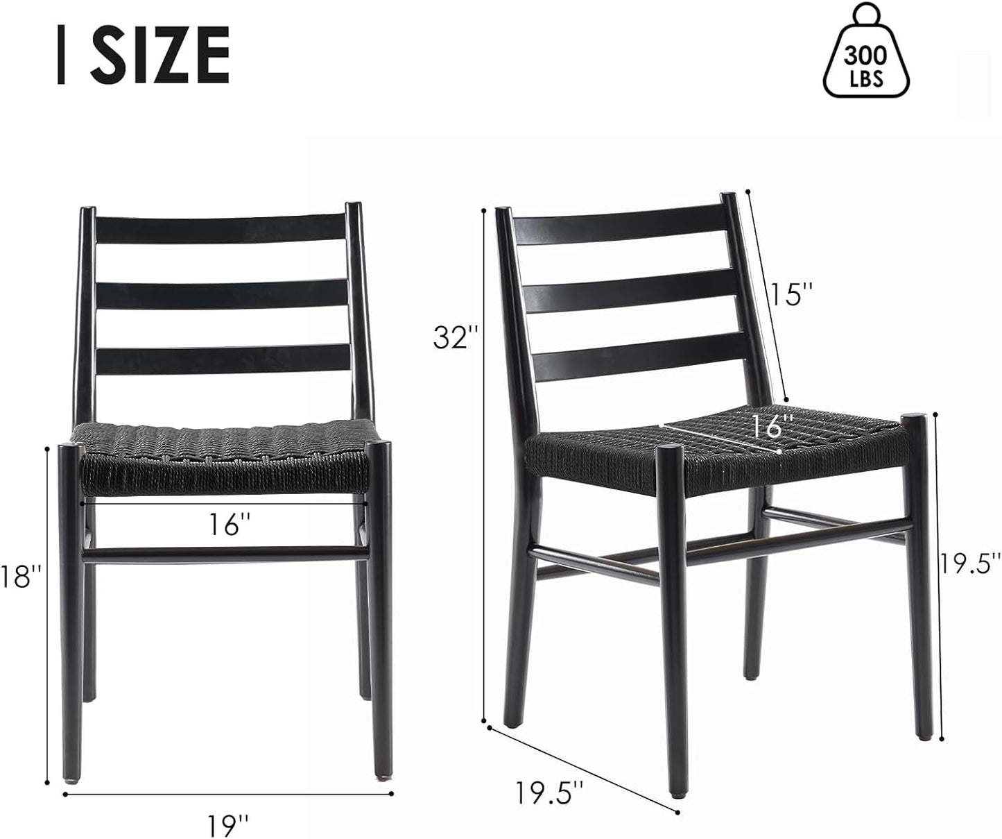 Farini Wood Rattan Dining Room Chairs with Comfortable Woven Seat,Fully-Assembled