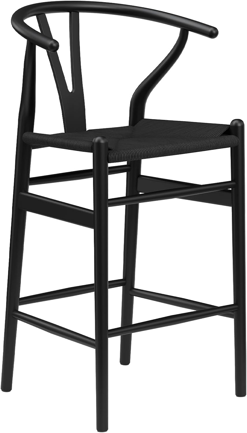 Farini Wishbone Barstool,Weave Counter Height Bar Stools, Fully Assembled Rattan Bar Chairs for Kitchen Island,1pc
