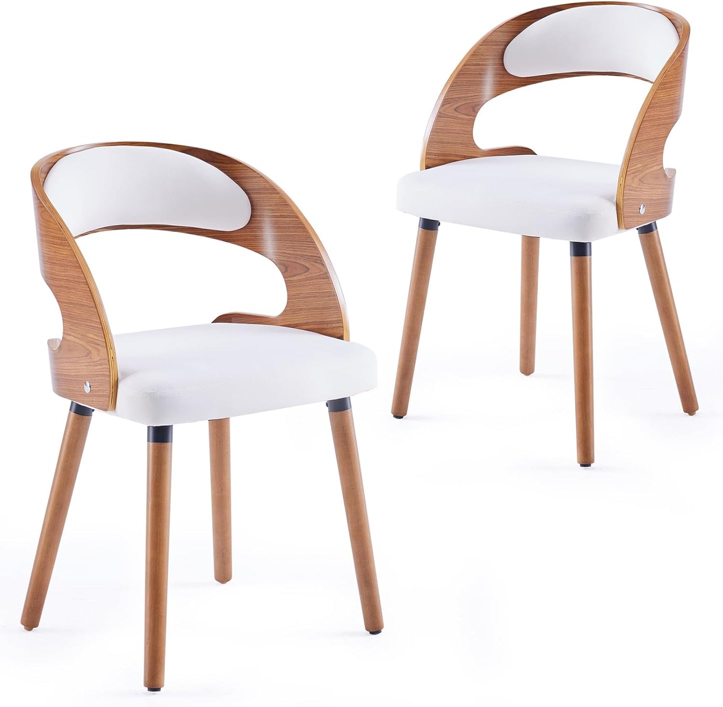 Farini Set of 2 or 4 Wood Dining Chairs with Curved Backrest for Kitchen Dining Room