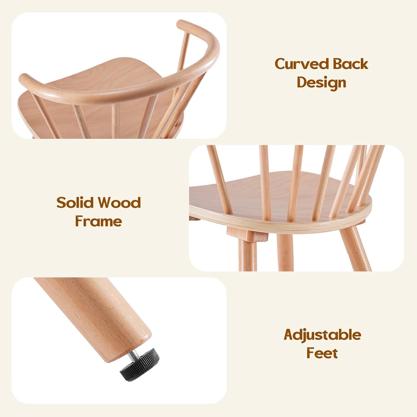 Farini Windsor Dining Chairs, Kitchen & Dining Room Chairs for Dining Room with Spindle Back, Mid Century Modern Dining Table Chairs with Comfortable Seat, Wood Dining Chair