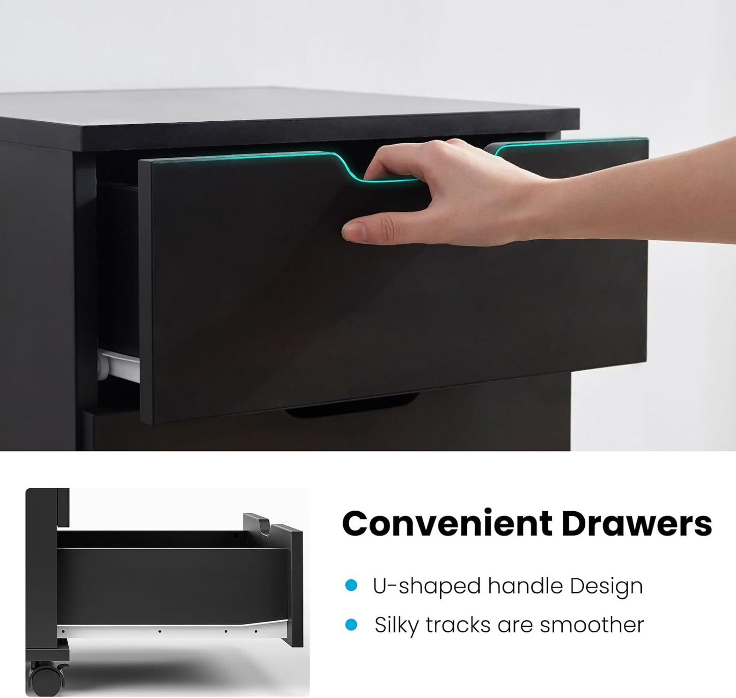 Farini Mobile File Cabinet for Home Office, 3-Drawer Wooden File Cabinet, Perfect for Under Desk Storage