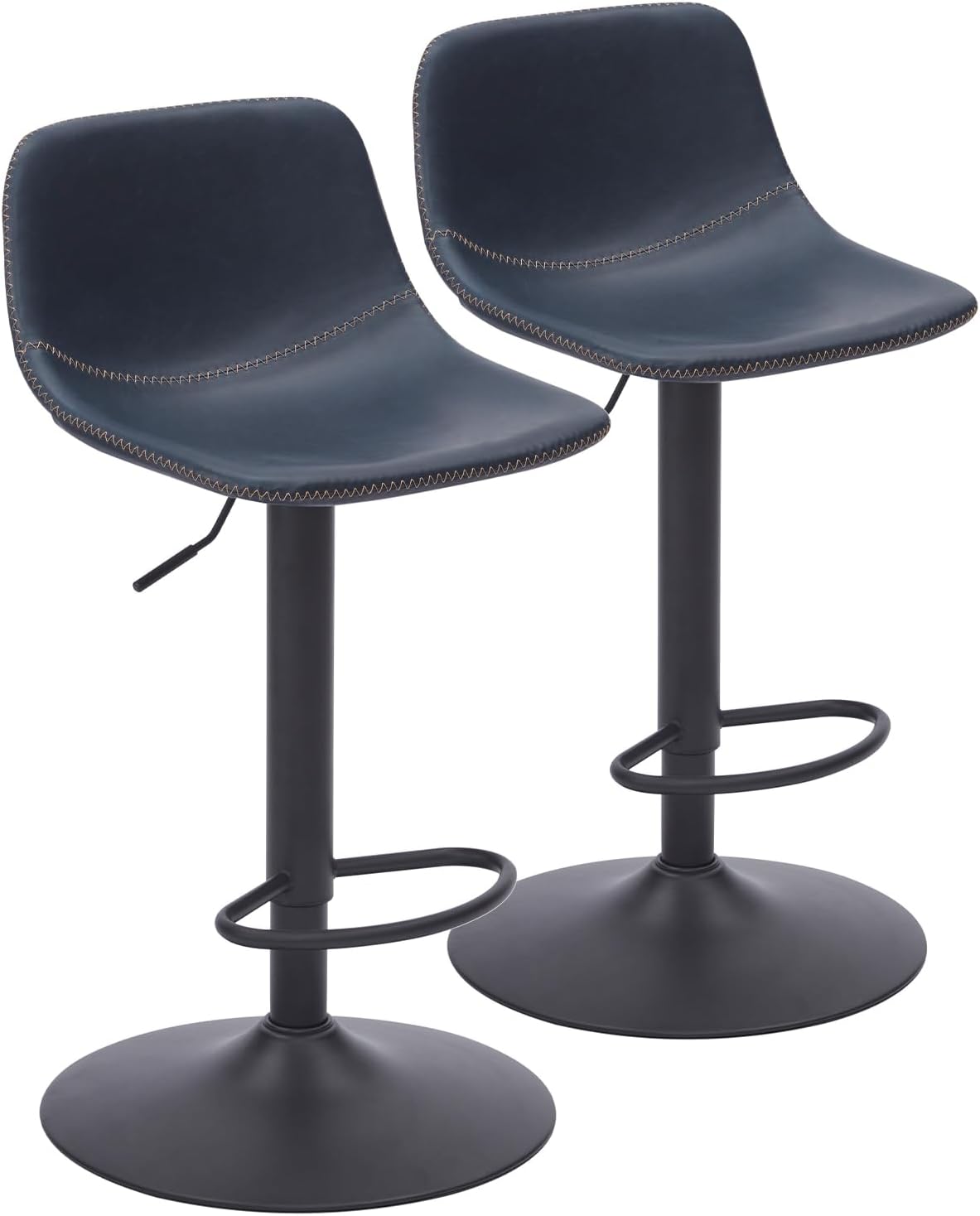Farini Adjustable Bar Stools Set of 2, Modern Swivel Bar Stools, Bar Height Stools with Back Support, Pu Leather Bar Stool for Kitchen Island Counter
