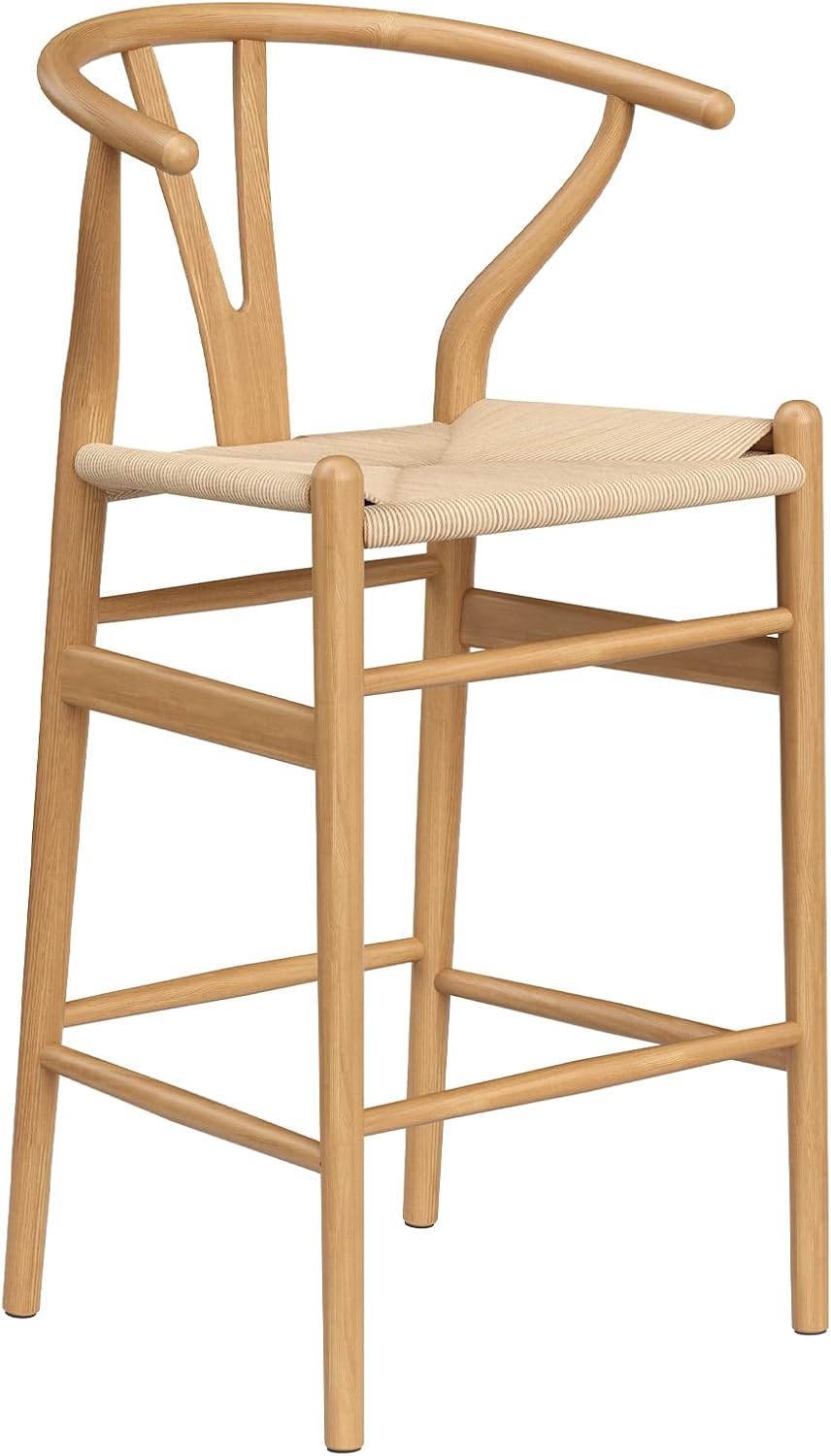 Farini Wishbone Barstool,Weave Counter Height Bar Stools, Fully Assembled Rattan Bar Chairs for Kitchen Island,1pc