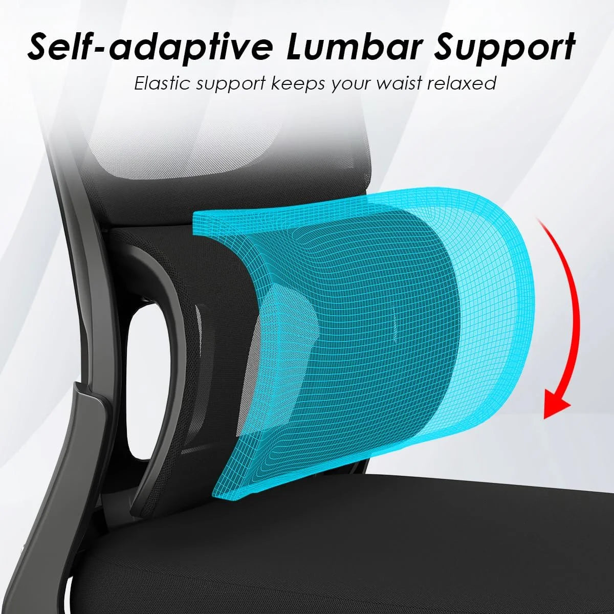 Farini Ergonomic Office Chair, Mesh Desk Chair with Lumbar Support, Comfy Computer Desk Chair with Flip Armrest Rolling Wheels for Home Study Room Office