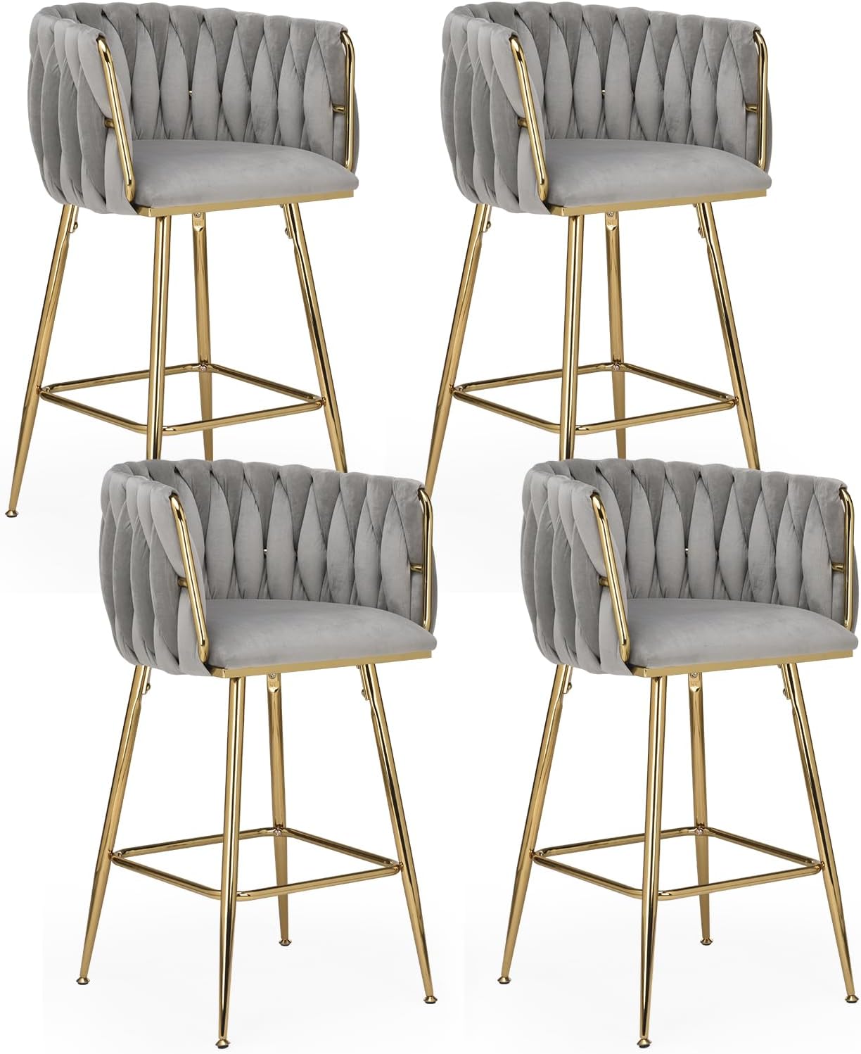 Farini Counter Height Bar Stools Set of 2 or 4, 26 Inch Modern Mid-Century Kitchen Island Stools with Backs & Metal Legs