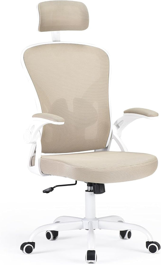 Farini Ergonomischer Stuhl mit Armlehne Büro Schreibtischstuhl mit Rollen Bequemer Home Office Stuhl, Khaki