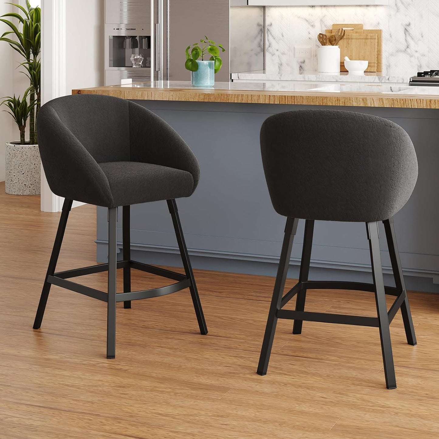 Farini Bar Stools Set of 2 or 4,Upholstered Bar Stool with Back, 27 inch Height Counter Height Barstools for Home Kitchen Island