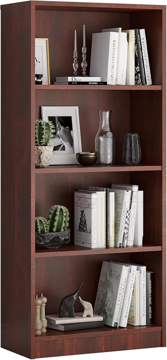 Farini Bookcase Freestanding 5 Shelf Wood Bookshelf Adjustable Shelves for Home Office,5 Layer