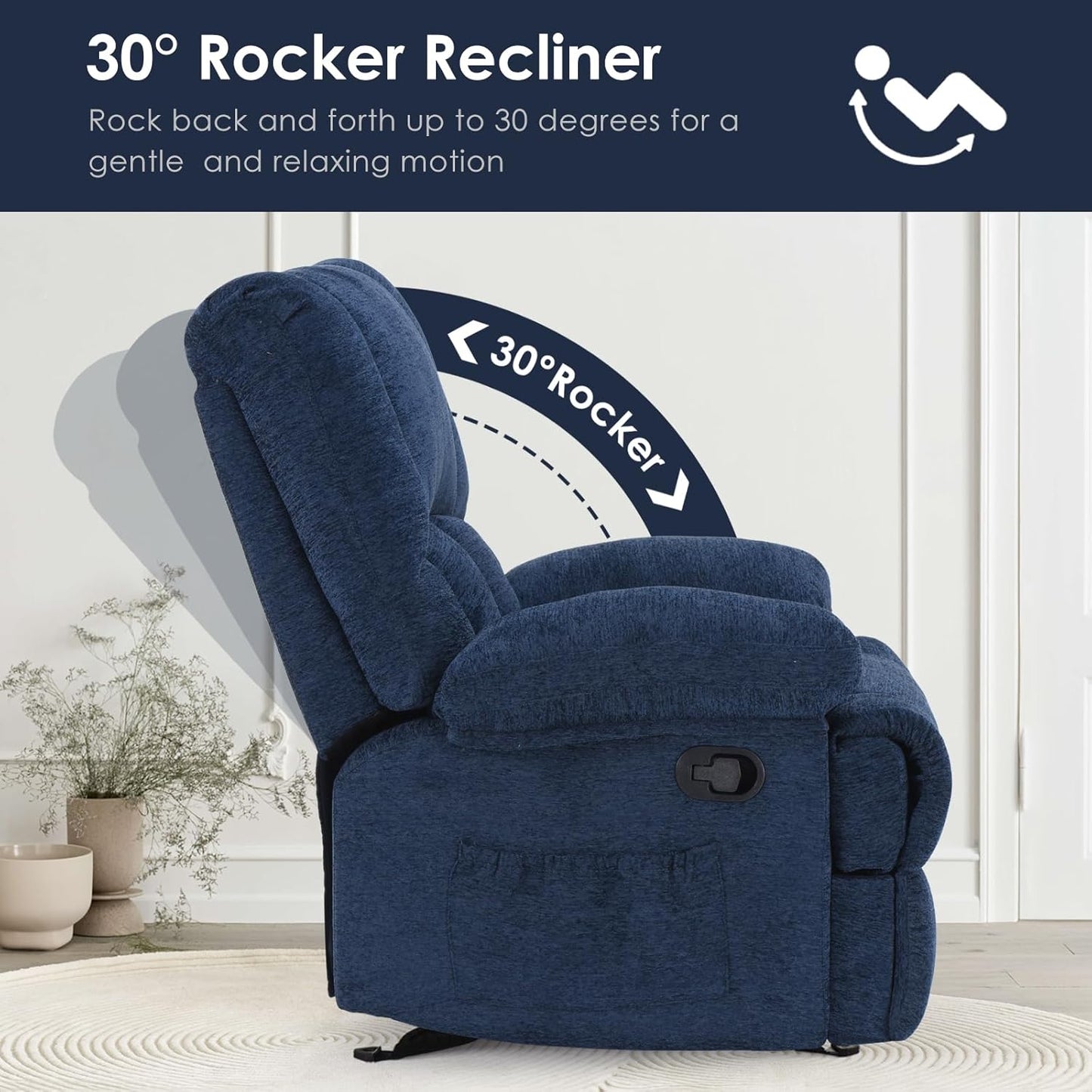 Farini Oversized Rocking Rocker Recliner Chair for Living Room Adults