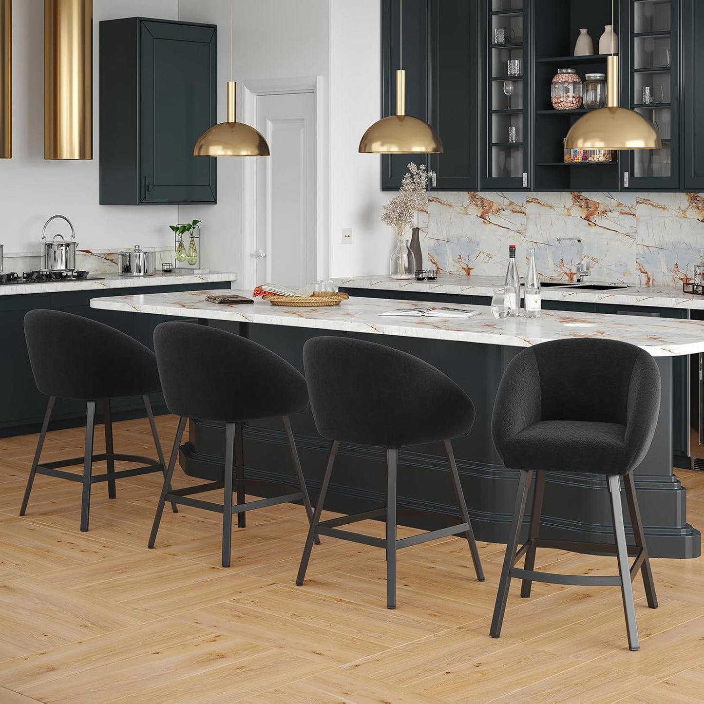 Farini Bar Stools Set of 2 or 4,Upholstered Bar Stool with Back, 27 inch Height Counter Height Barstools for Home Kitchen Island