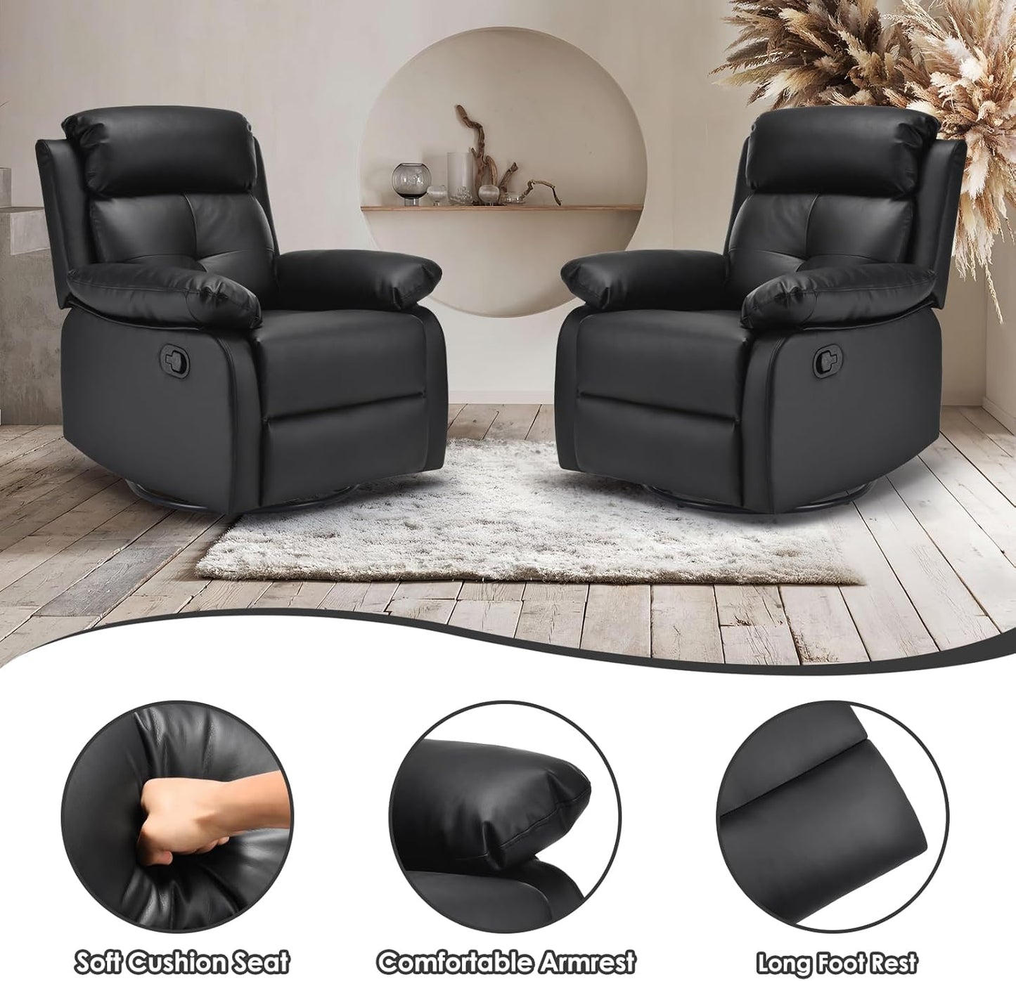 Small Rocker Swivel Recliner Chair for Adults Women for Small Spaces, Bedroom, Living Room