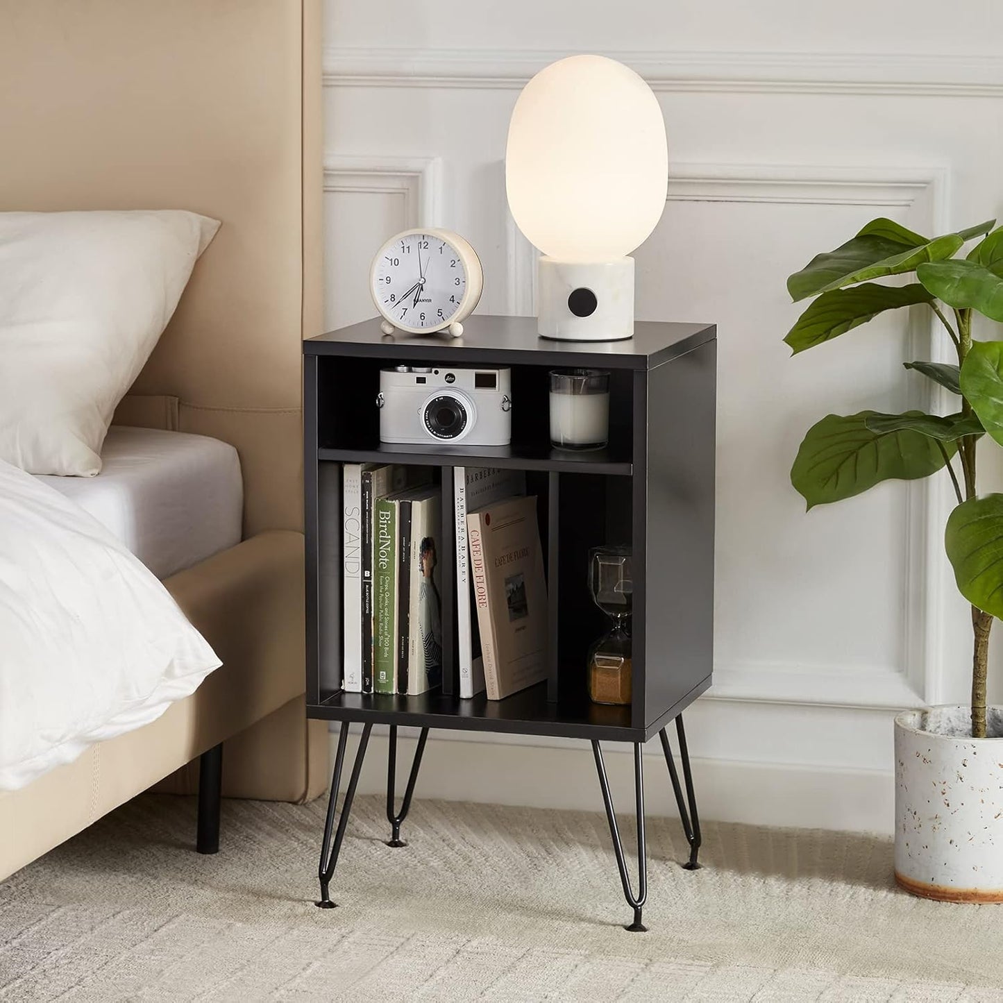 Farini Record Player Stand, Record Player Table for Living Room, Vinyl Record Stand,Turntable Stand Record Player, Adjustable Metal Legs