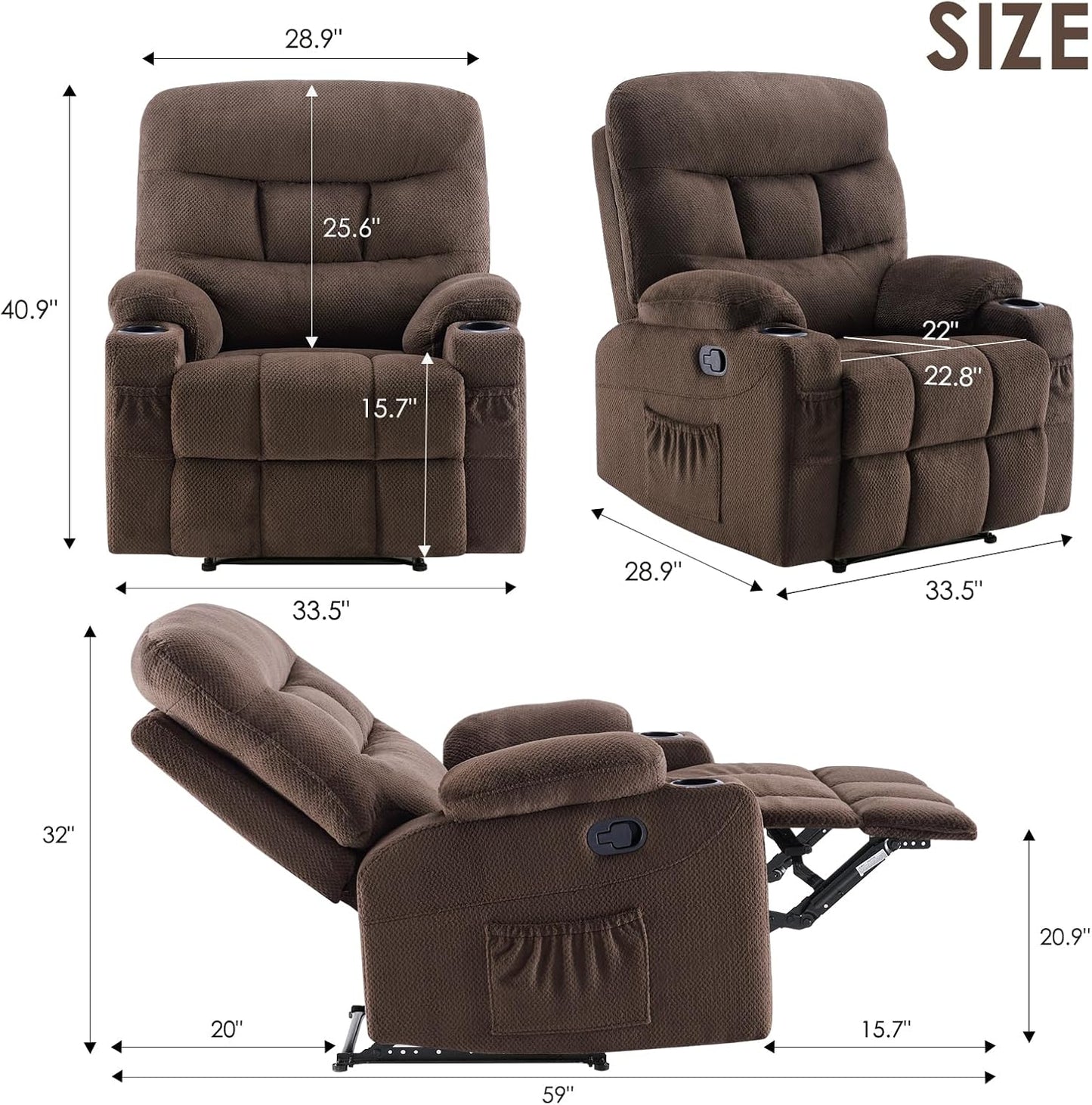 Farini Oversized Recliner Chair for Living Room Large Big Tall People Adults