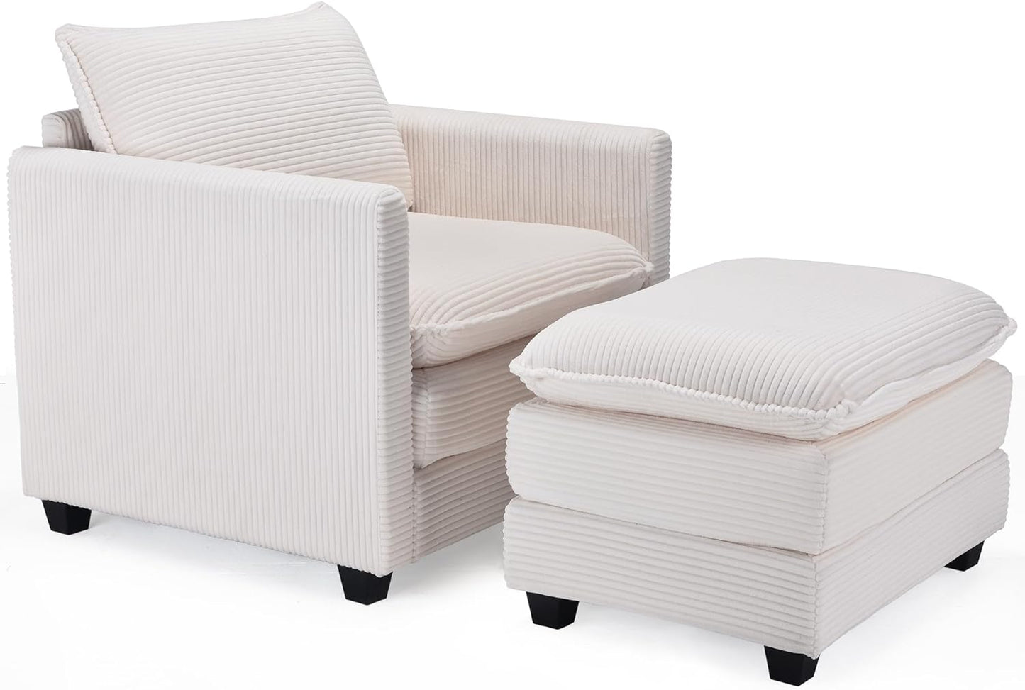 Farini Comfy Accent Lounge Reading Chair with Ottoman for Living Room Bedroom