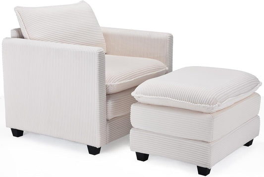Farini Comfy Accent Lounge Reading Chair with Ottoman for Living Room Bedroom