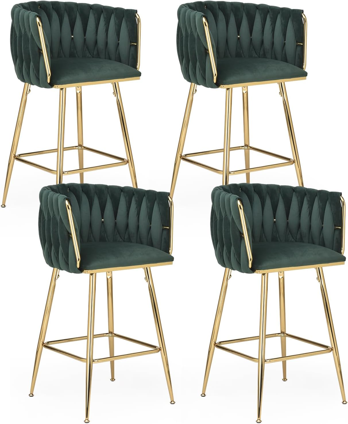 Farini Counter Height Bar Stools Set of 2 or 4, 26 Inch Modern Mid-Century Kitchen Island Stools with Backs & Metal Legs