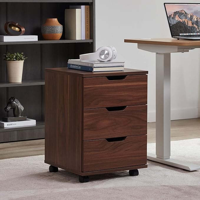 Farini Mobile File Cabinet for Home Office, 3-Drawer Wooden File Cabinet, Perfect for Under Desk Storage
