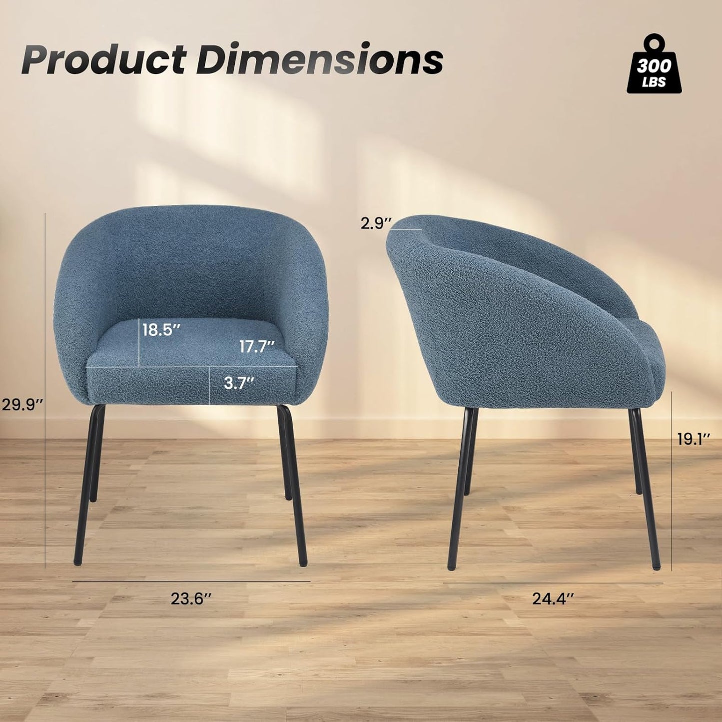 Farini Kitchen Room Dining Chairs Set of 2,Upholstered Kitchen Chairs with Back, Mid-Century Modern Dining Chairs for Home Dining Room