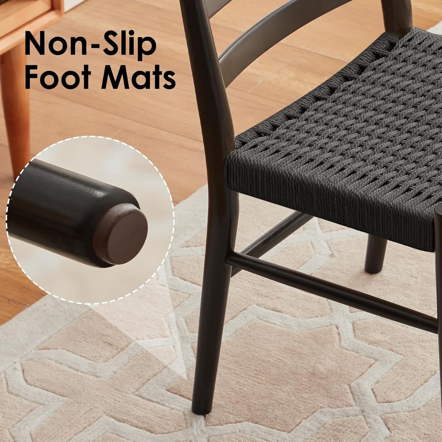Farini Wood Rattan Dining Room Chairs with Comfortable Woven Seat,Fully-Assembled