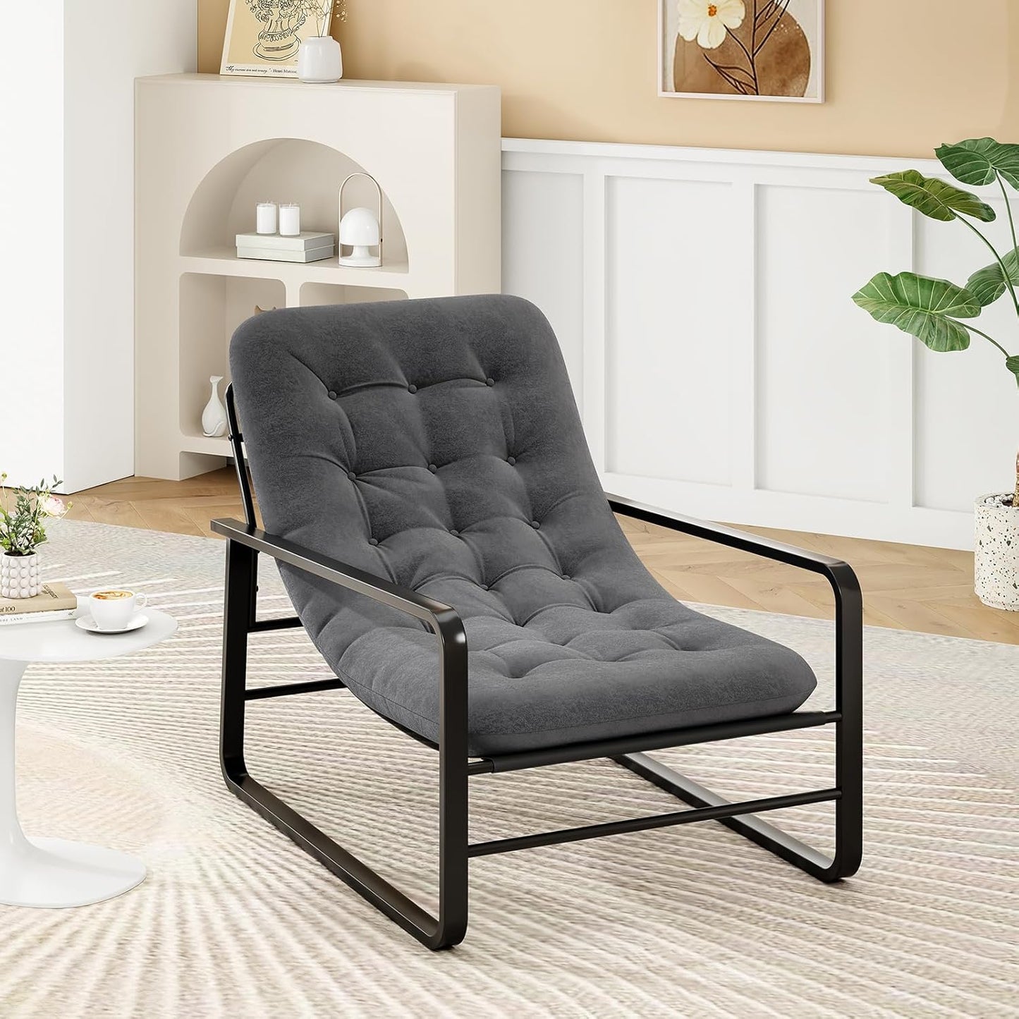 Farini Accent Chair, Sherpa Arm Chair for Living Room, Mid Century Modern Accent Chairs, Boucle Reading Bedroom Chair