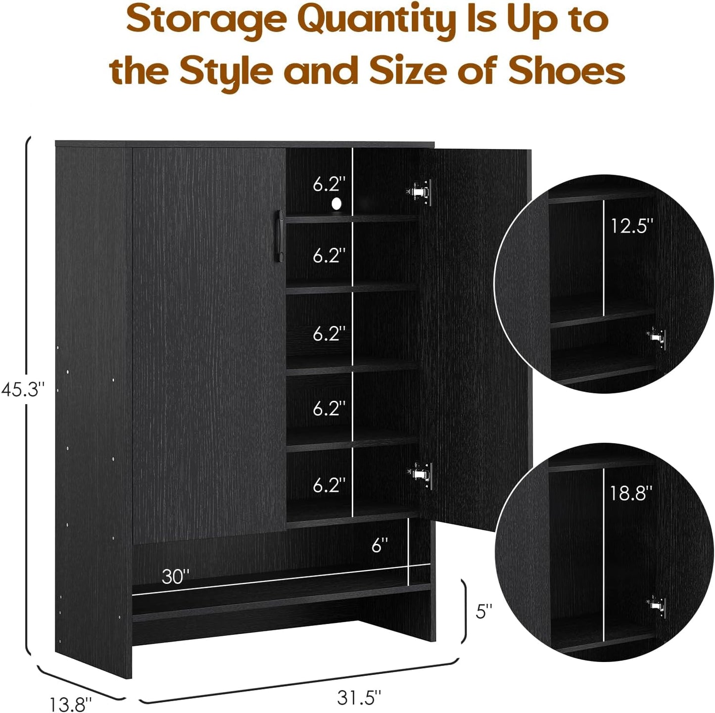 Farini Shoe Cabinet with Doors, 7 Tier 28 Pairs Shoe Cabinet Storage for Entryway, Hidden Narrow Shoe Cabinets with Adjustable Shelves for Hallway, Living Room