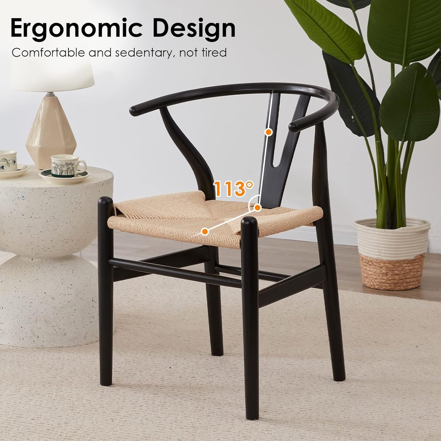 Farini Fully Assembled Wishbone Rattan Dining Room Chairs, Set of 2 or 4