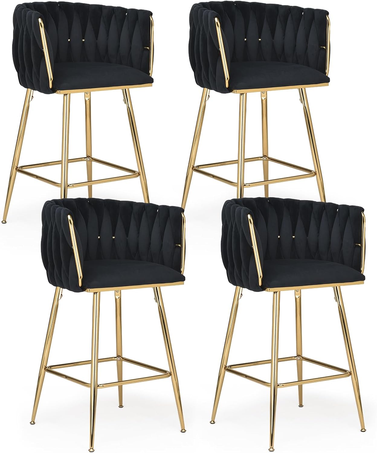 Farini Counter Height Bar Stools Set of 2 or 4, 26 Inch Modern Mid-Century Kitchen Island Stools with Backs & Metal Legs
