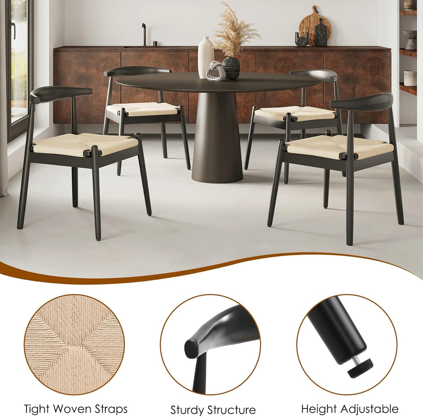 Farini Dining Chairs Set of 2, Mid Century Modern Kitchen & Dining Room Chairs for Dining Room,Dining Table Chairs with Solid Wood Legs