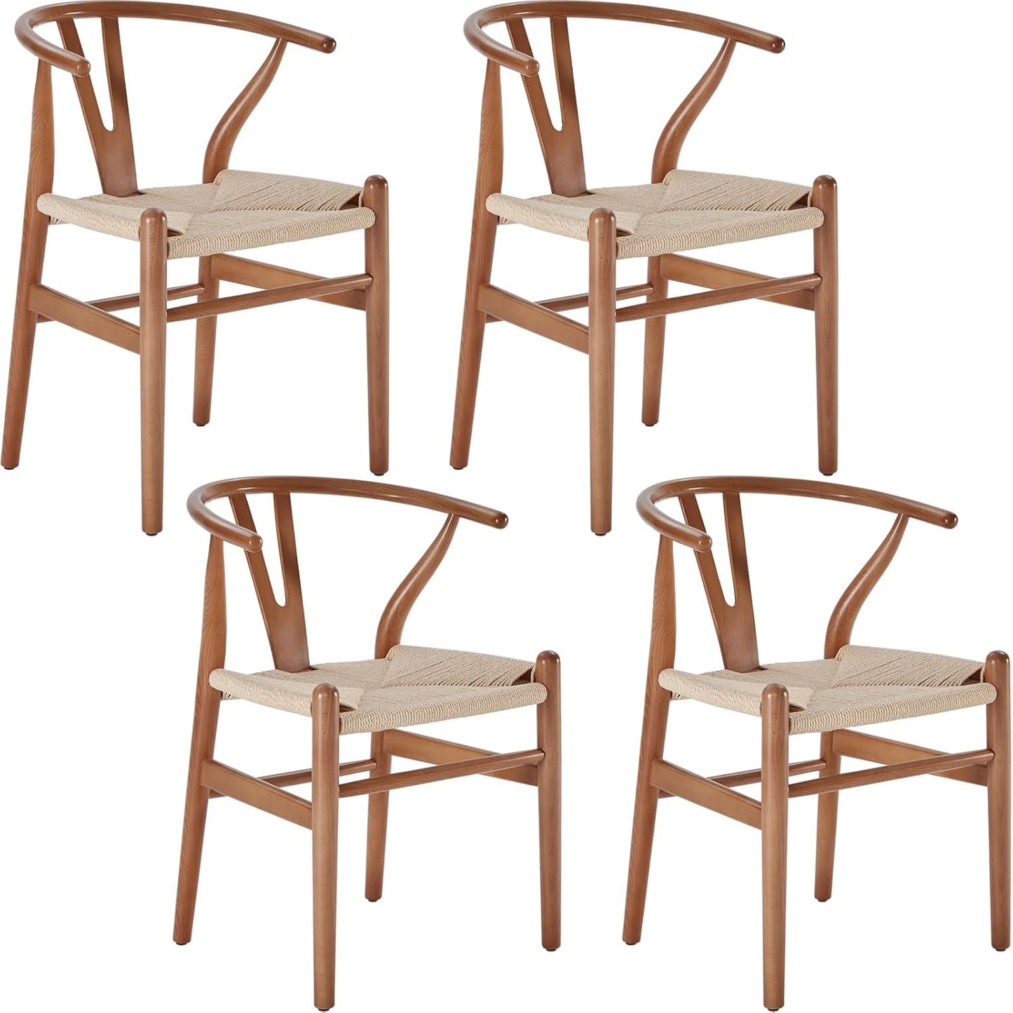 Farini Wood Wishbone Dining Room Chairs Mid Century Modern Wooden for Your Beach House, Fully Assembled